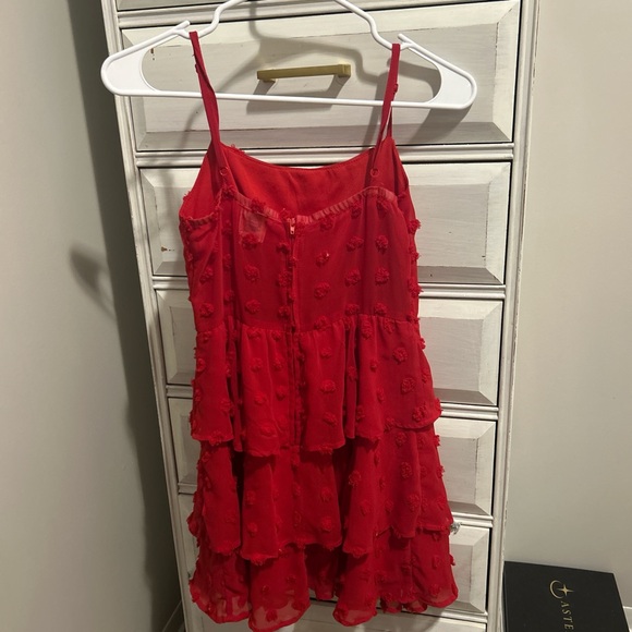 Red Layered Ruffle Dress - Picture 3 of 4